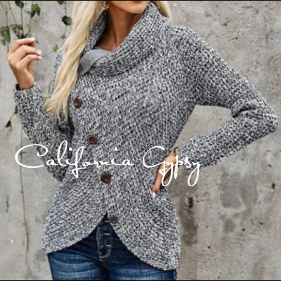 Feathered Asymmetrical Turtleneck Sweater - Picture 5 of 10